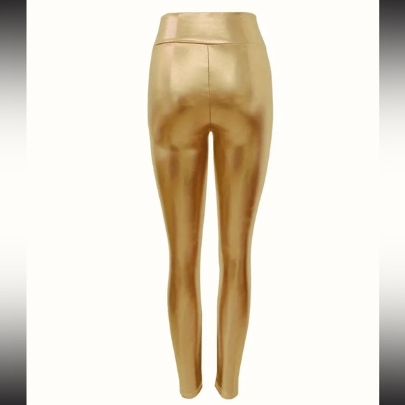 NEW Metallic Gold Foil Leggings XL - Picture 4 of 4